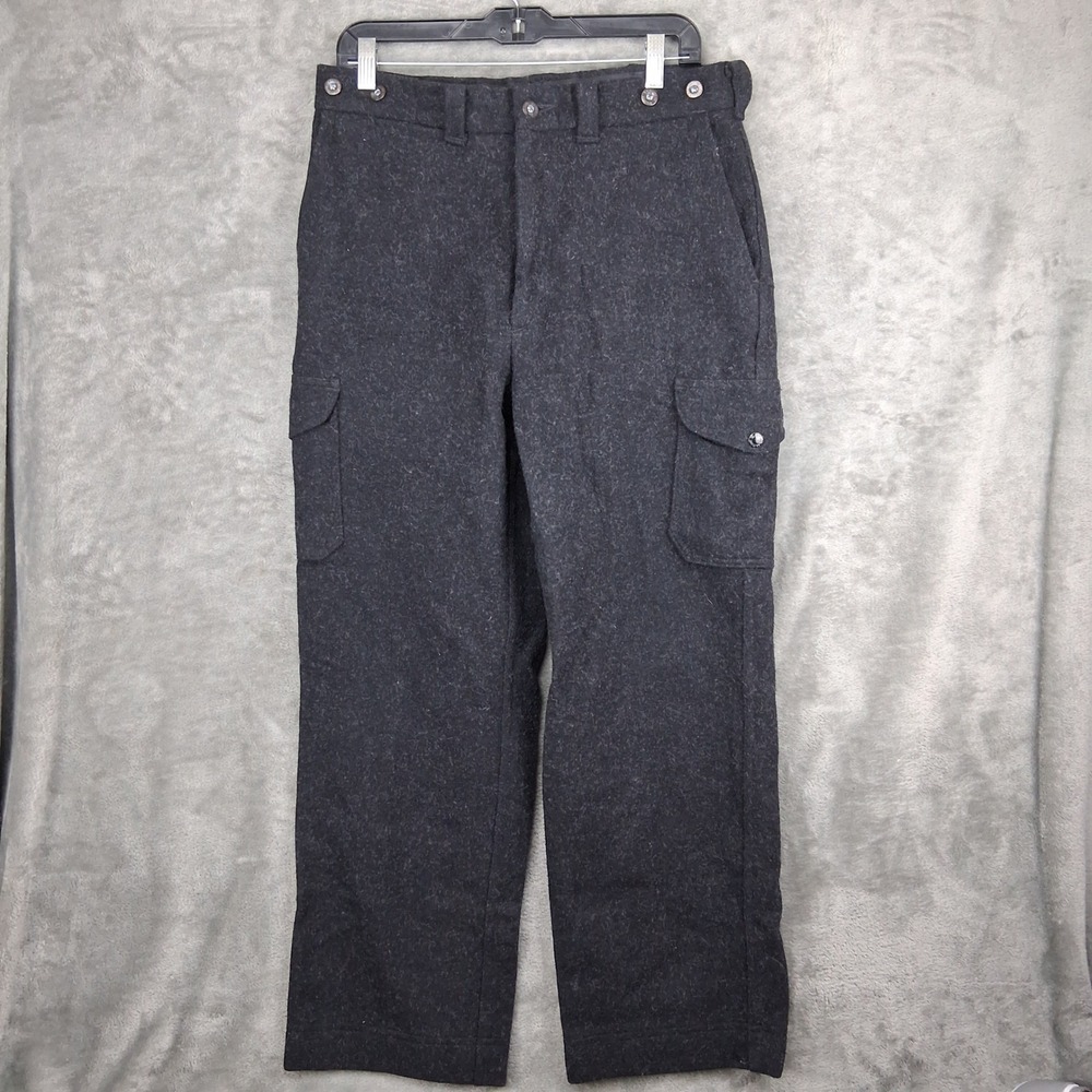 Filson Mackinaw Virgin Wool Cargo Pants Mens 34x30 Black Vtg USA Made Style 87
